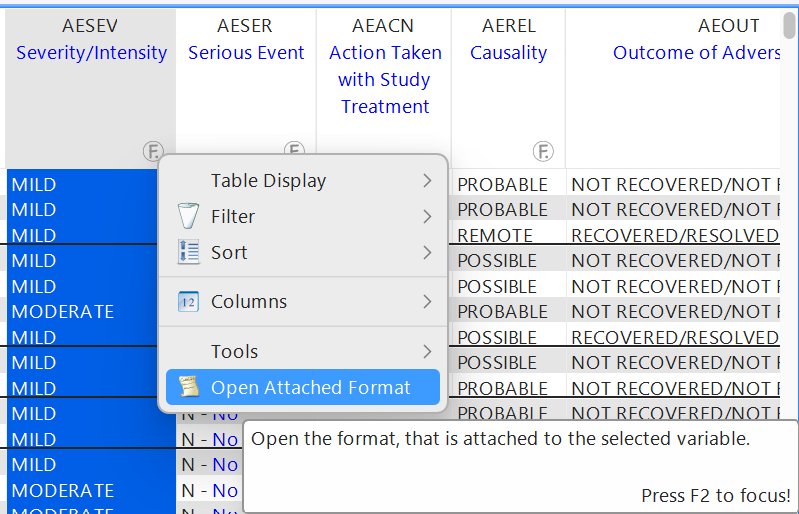 Right-click on AESEV β Open Attached Format