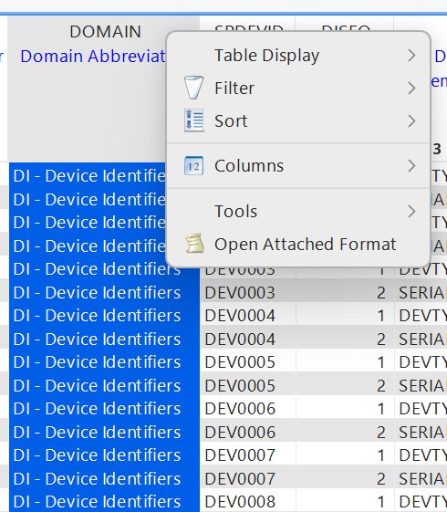 Column context menu - overview