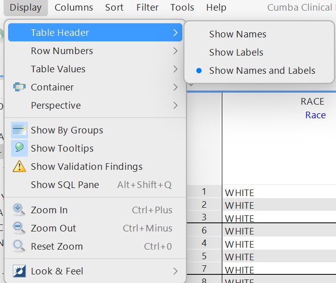 Display menu - all options at a glance