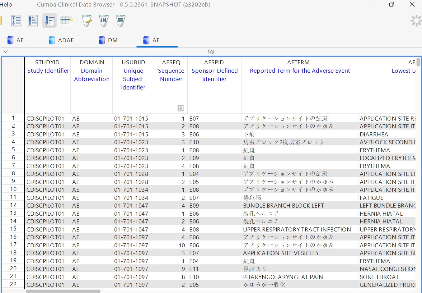 Tools → Merge submenu - generic Merge Dataset plus CDISC quick merges (DM, ADSL, SUPP, SUPPDM)